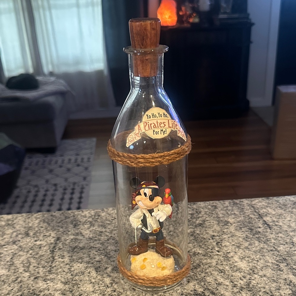 Vintage Pirate Mickey Collectible Glass Bottle